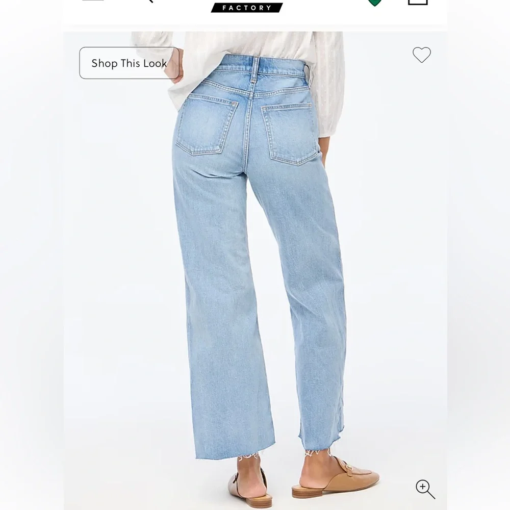 JCrew Factory Wide Leg Cropped Jeans in All-Day Stretch, Raw Hem, Size 29 (8) - Picture 3 of 7